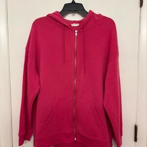 Hot Pink zip-up hooded sweatshirt Valentine’s Day women’s size XL